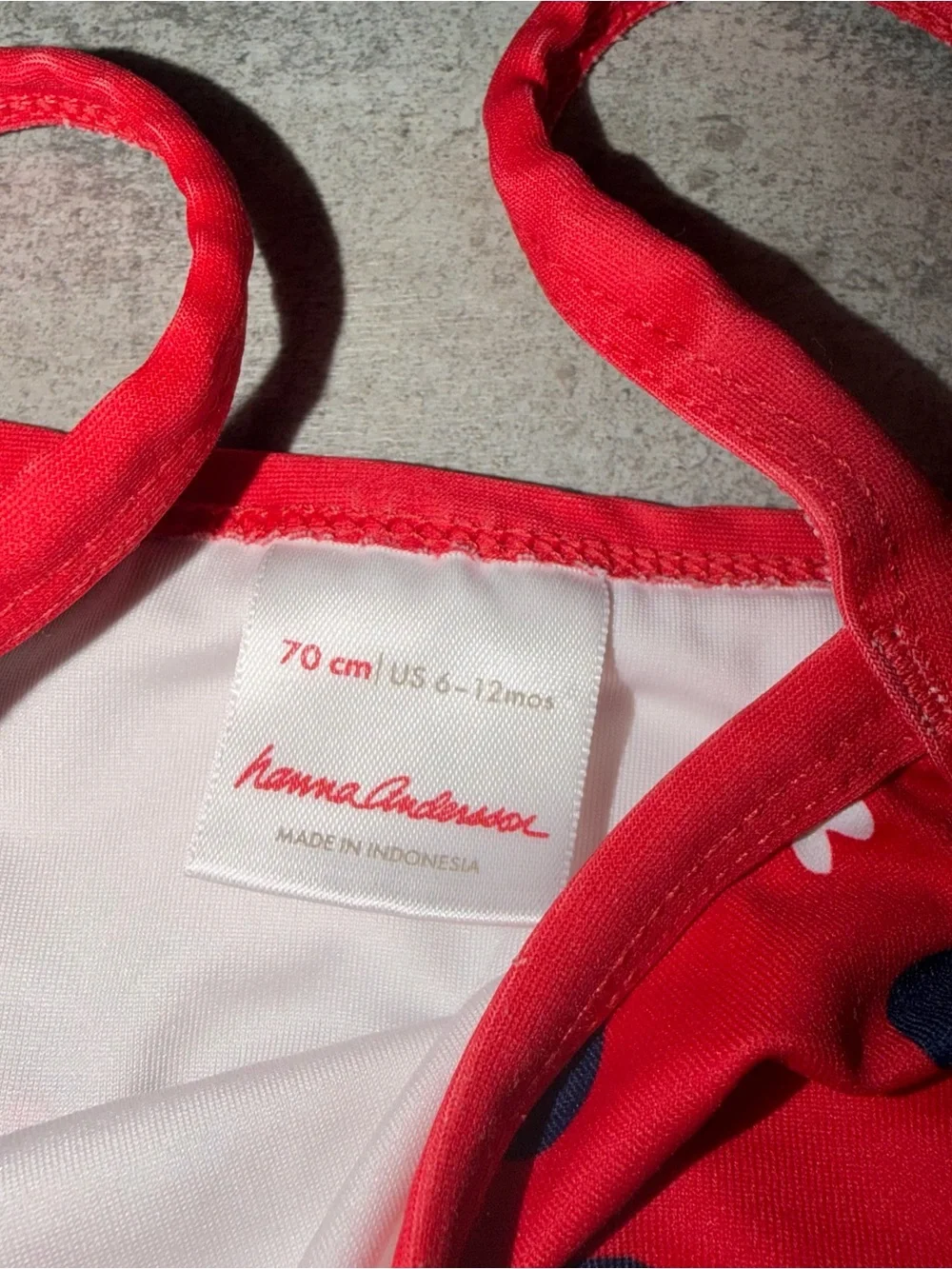 Hanna Andersson Baby 2-piece Red with Flowers Swimsuit Size 6-12 Months